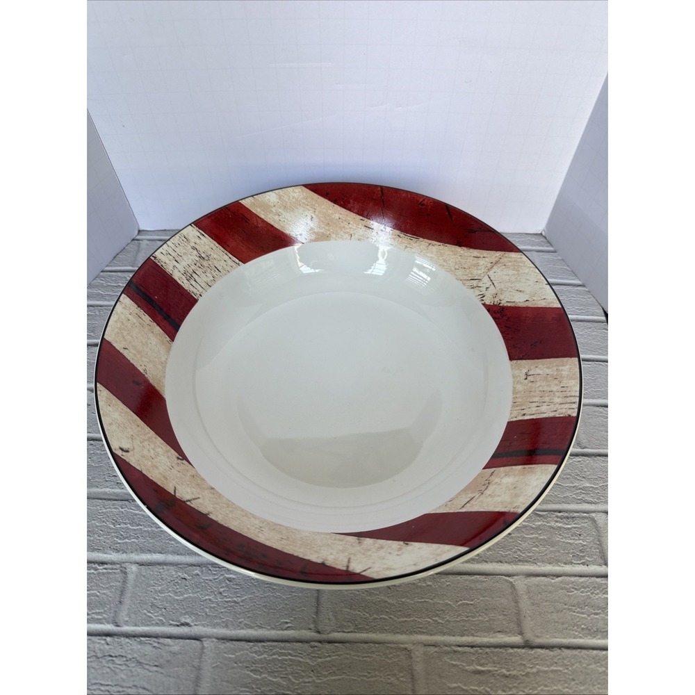 Vtg Sakura Colonial American Flag Warren Kimble 1997 Serving Bowl 9 1/2"